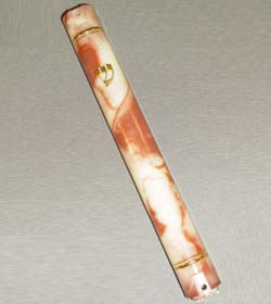 Mezuzah Case Plastic Red Marble